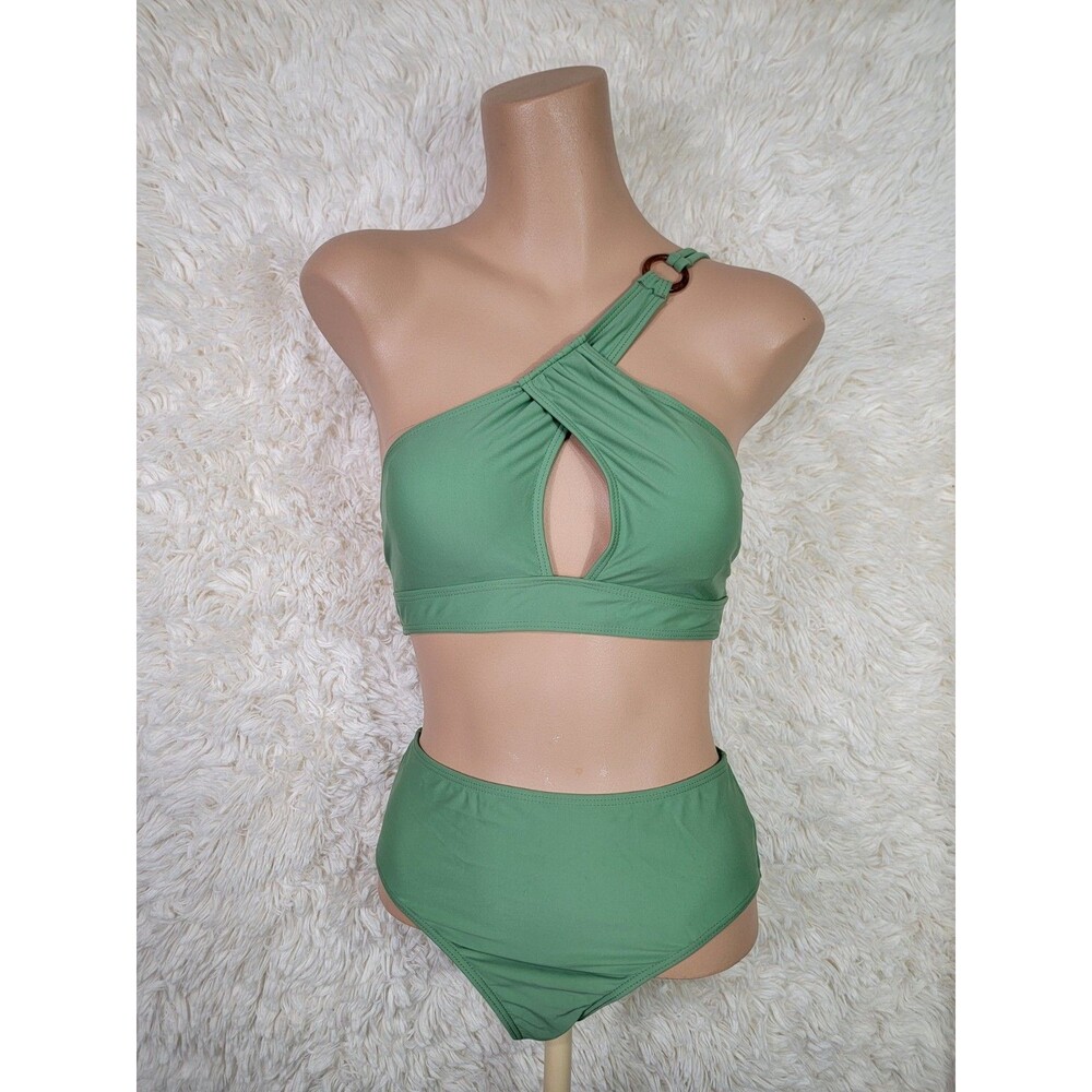 CIDER Two Piece Swimsuit Women's Size Small Green Removable Pads Bathingsuit C